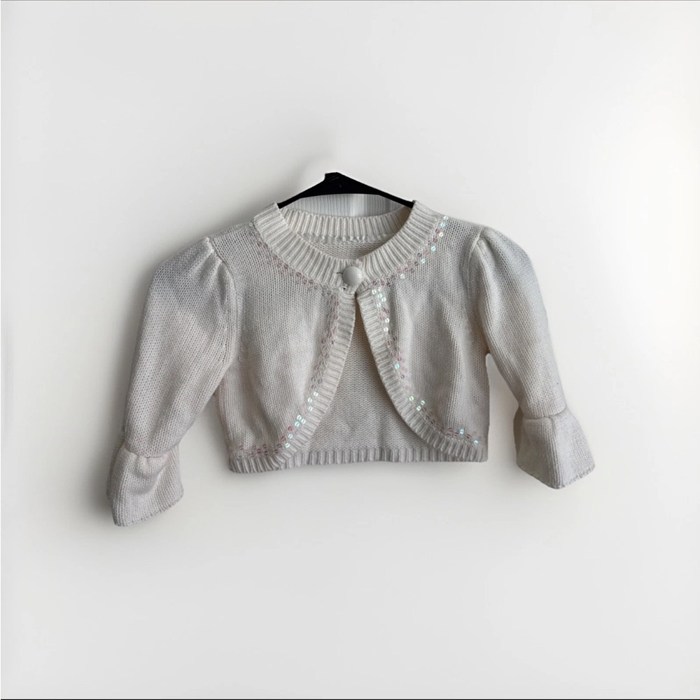 Justice Childs Size XS/ 8 White Knit Sequin Cardigan